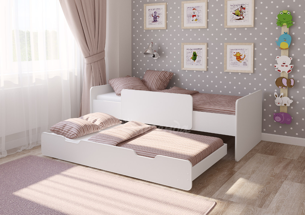 Двухъярусная кровать Легенда 14 комплектация 2 Белая с ящиком-спальным местом для детей от 2 до 12 лет