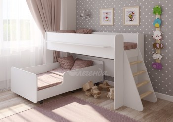 Двухъярусная кровать Легенда 23, комплектация 3 Белая